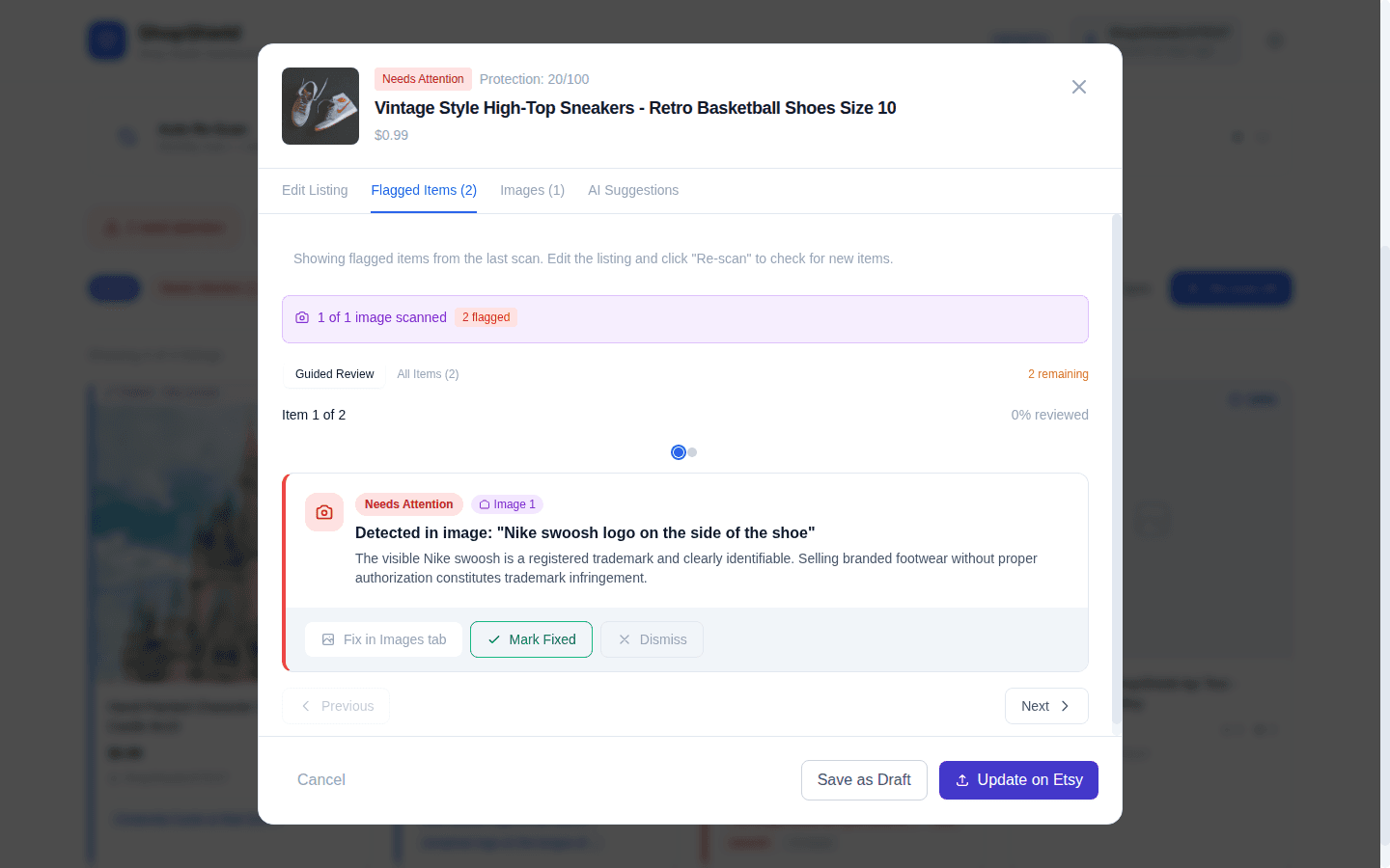ShopShield dashboard - AI Detects Violations